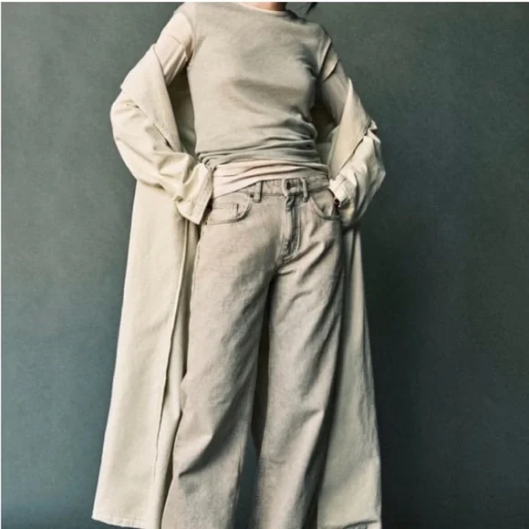 ZARA BELTED COTTON TOPCOAT TRENCH COAT - Picture 6 of 15